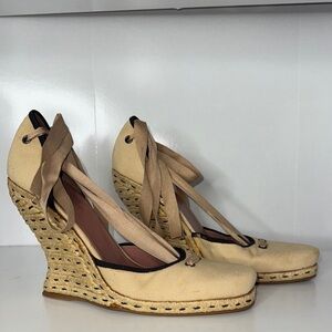 Elegant Beige Wedge Espadrilles ALAIA